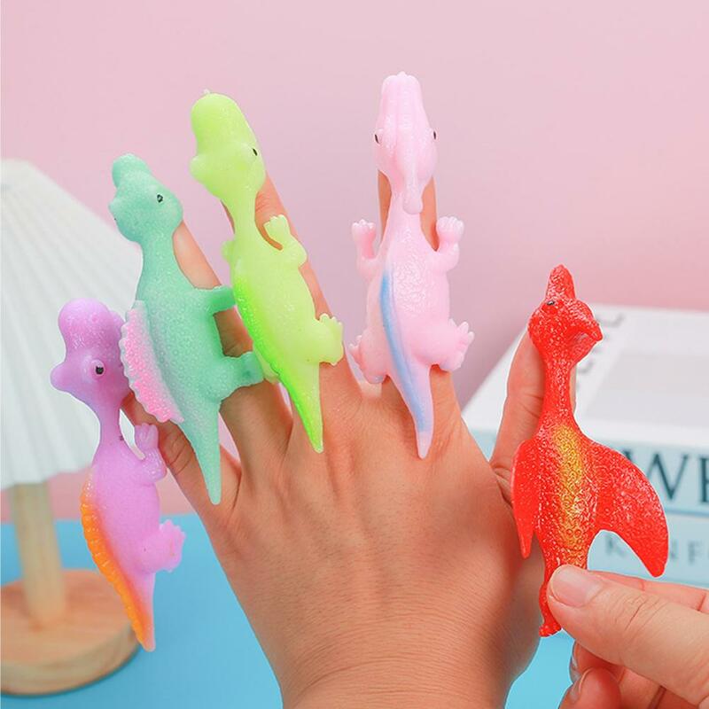50 stücke Finger Katapult Dinosaurier Schleuder klebrige Wand spielzeug für Erwachsene und Kinder entlüften Stress abbau Katapult Dinosaurier s1s5
