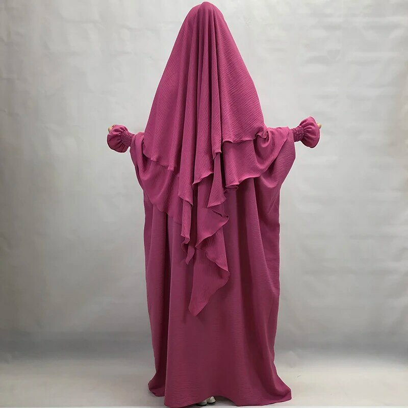 Abaya de mariposa con Khimar para mujer, crepé de alta calidad, ropa islámica musulmana, Jilbab Hijab, vestido de oración, capas a juego, Khimar
