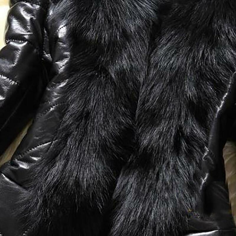 Женское зимнее пальто из искусственного меха, с воротником, размеры до 5XL