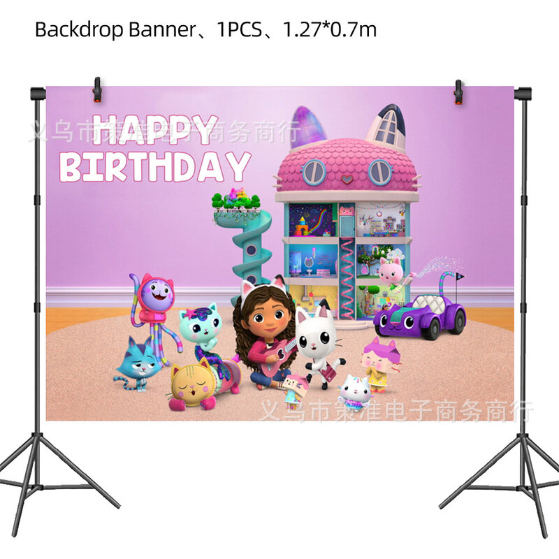 Decoraciones de fiesta de cumpleaños de Gaby Dollhouse, globo de bandera, adorno de pastel colgante en espiral para niños y niñas, suministros de decoración para Baby Shower