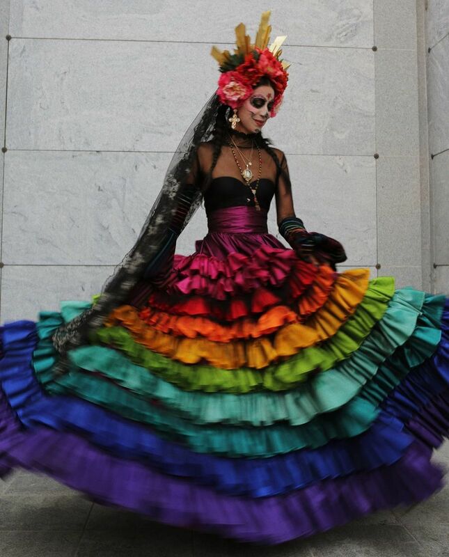 Rainbow satynowa spódnica odzież damska długie wysokie zwężone spódnice dzień śmierci kostiumy długie spódnice odzież damska kolorowe satynowa spódnica s