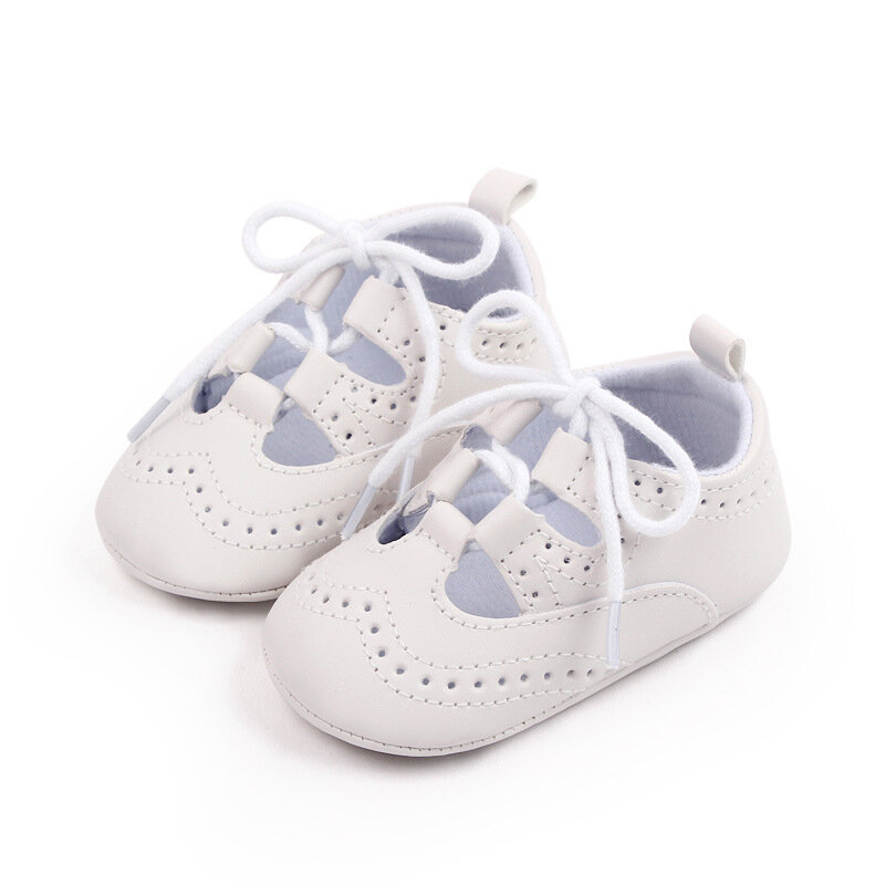 Zapatos informales de cuero PU para bebé recién nacido, mocasines antideslizantes con suela de goma para primeros pasos