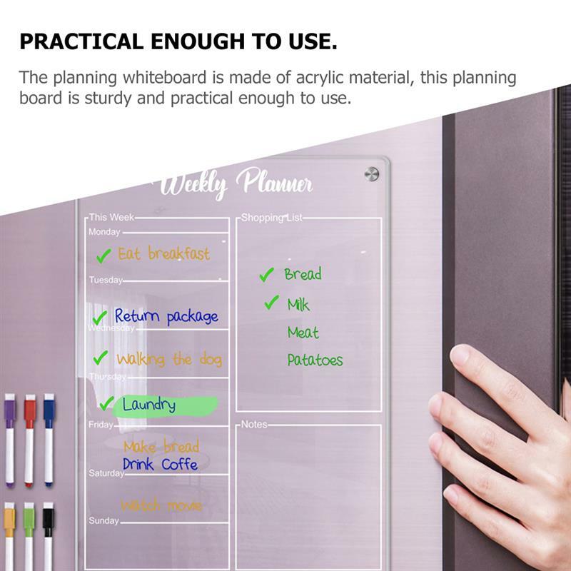 Fridge Magnet Sticker Calendar Weekly Planner Message Boards Reusable Dry Erase Board Schedule Transparent Fridge Message Menu