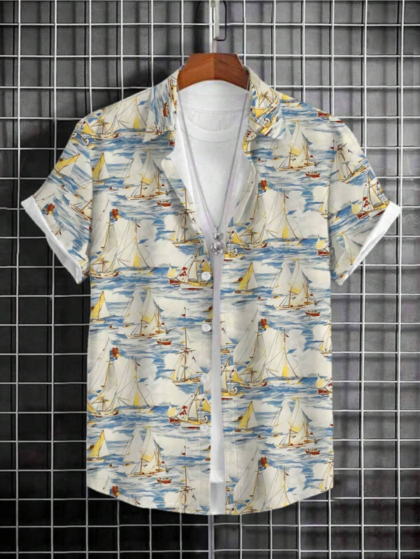 2024 summer Men's Shirt hawaiian shirts 3d Print Short Sleeve shirts Fashion High Quality Top Loose  Men Hawaii casual Clothing