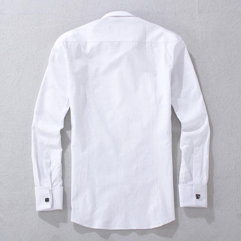 Wysokiej jakości męska koszulka z francuski mankiet linkami koszula męska długi rękaw Casual markowe koszulki Slim Fit francuski mankiet ubranie koszule