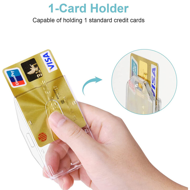 Funda transparente de plástico duro para tarjeta de identificación, soporte Vertical de doble cara para tarjeta de trabajo, 1 piezas