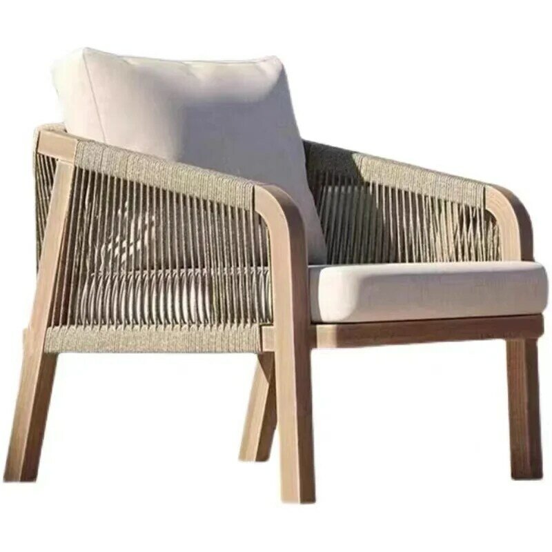 Canapé d'extérieur en teck personnalisé, chaise en rotin simple, canapé design, villa, jardin, maison modèle, hôtel, cour, combinaison de table basse en teck
