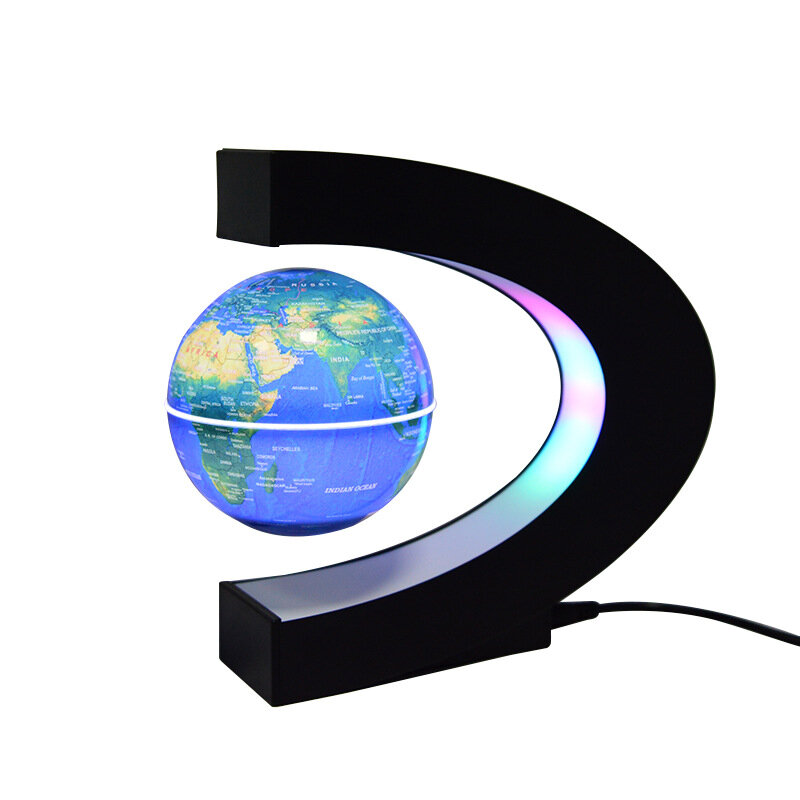 Mapa del mundo flotante de levitación magnética LED, globo de luz antigravedad, bola magnética