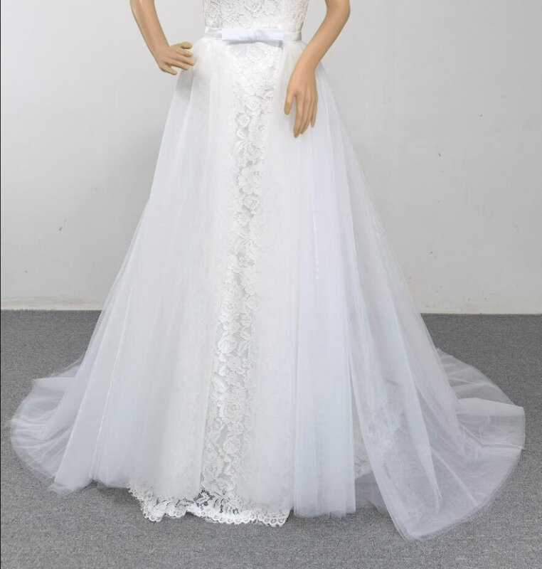Gaun pernikahan, 2 lapis Tulle dapat dilepas untuk gaun pernikahan buatan kustom rok pengantin wanita Formal Prom rok Maxi panjang