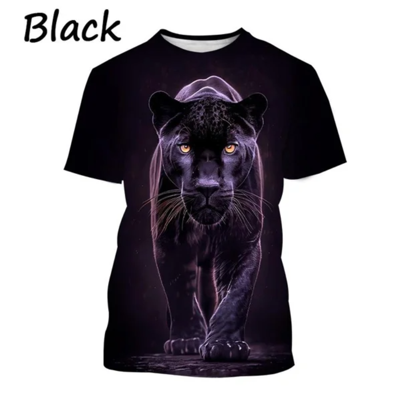2024 New Personalized Beast Collection Leopard Cool Casual Street T-shirt Hot Cheetah 3D Men's T-shirt