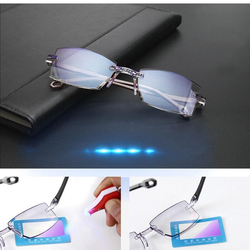 Mannen Leesbril Business Rimless Presbyope Bril Anti Blauw Licht Vrouwen Retro Ultralight Optische Verziend Eyewear
