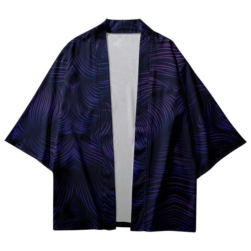 Japanse Streetwear Traditionele Cosplay Haori Mode Geometrie Line Print Vest Kimono Harajuku Vrouwen Mannen Yukata Vrouwelijke
