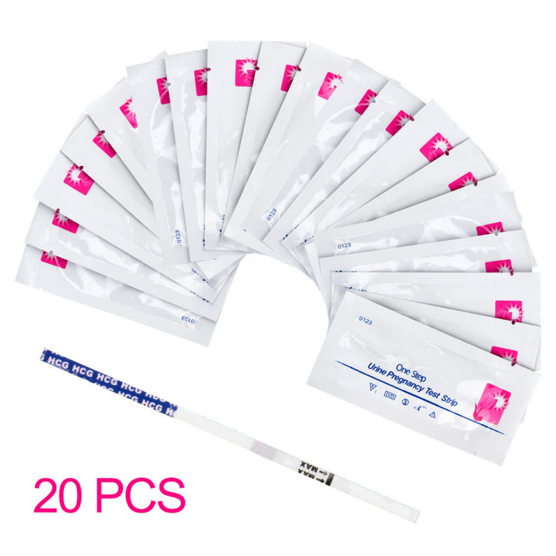 20 sztuk HCG ciąża papierek wskaźnikowy wczesny Test ciążowy kobieta pomiar moczu pasek Test ciąża oczekiwanie dziecka 99% dokładność