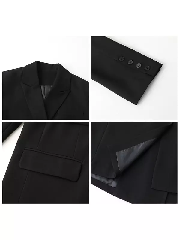 CHIC VEN Women Blazer Design Wide Shoulder Ribbon Solid Women's Medium Long Coat Office Lady Female Overcoat Spring Autumn 2022