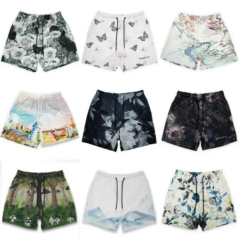 KINETIC Tide-pantalones cortos deportivos de verano para hombre, Shorts masculinos de malla informal, de secado rápido, para correr, baloncesto y playa