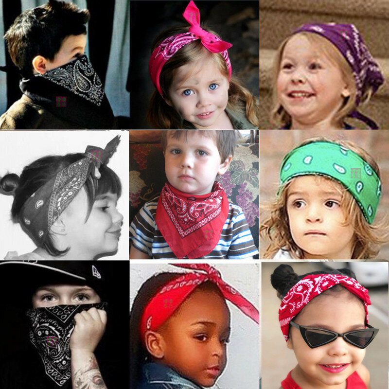 Модный шарф, бандана, головные уборы для женщин и девочек, детский винтажный шарф для четырех сезонов, квадратный шарф для волос, спортивный головной платок в богемном стиле, повязки на голову