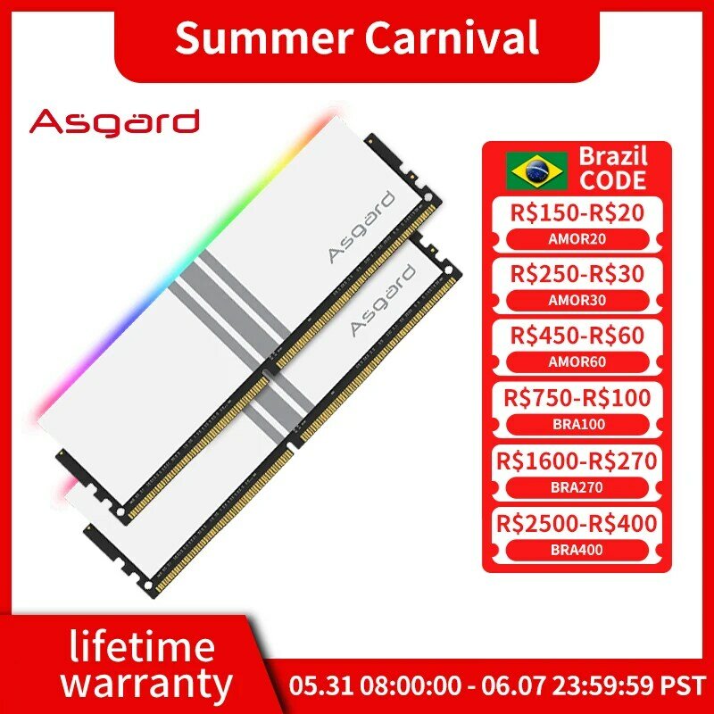 Asgard V5 DDR4 RGB RAM 8GBx2 16GB 32GB 16GBx2 3200MHz 3600MHz Dual Channel Ánh Sáng Tuyệt Đẹp Nhớ ddr4 RGB Ram Dành Cho Máy Tính Để Bàn