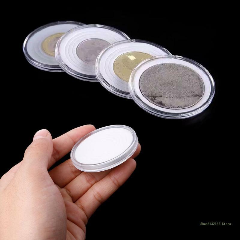 QX2E Round Coin Storage Box Inner Pad Set Transparent Beauty Diamond Container