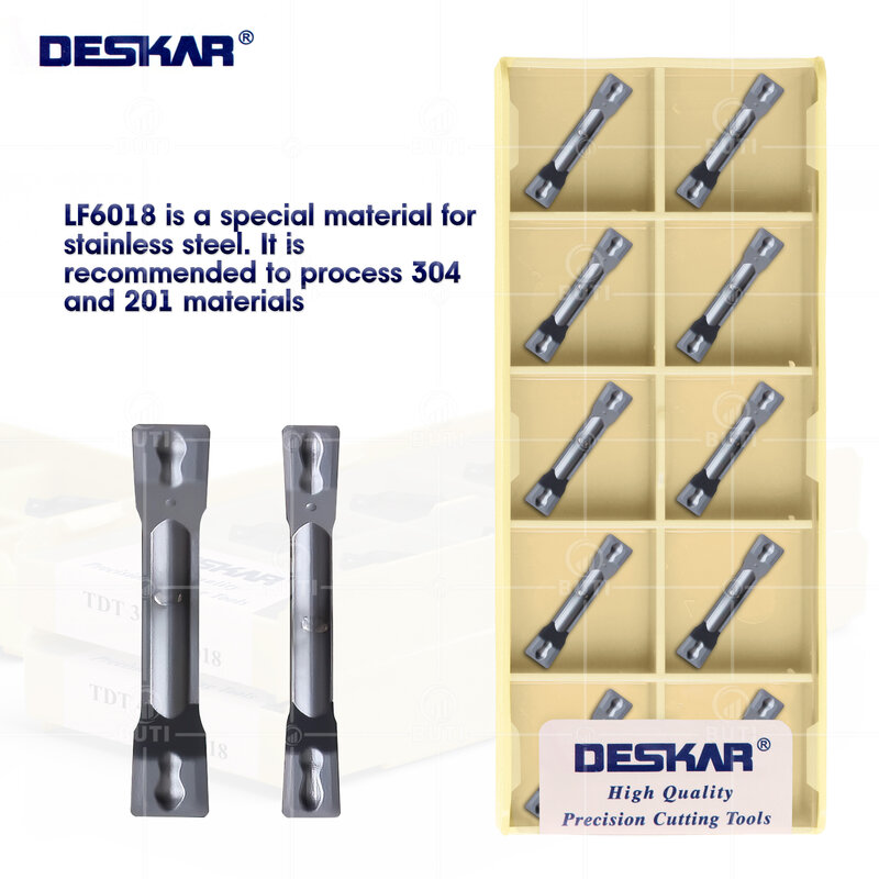 DESKAR 100% Original TDT200 TDT300 TDT400 Carbide Inserts Grooving Blades Parting Off CNC Lathe Slot Tools for Stainless Steel