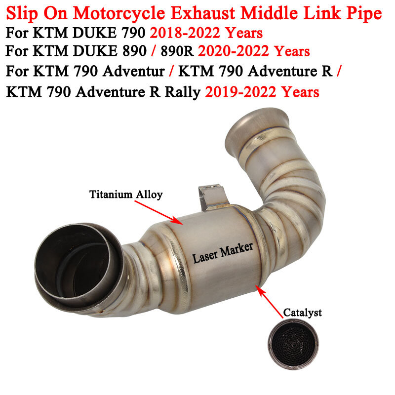 Tubo de escape de motocicleta, accesorio de enlace medio modificado para KTM DUKE 790, Duke 890 / 890R 18-22, KTM 790, Adventur R Ktm790 R Rally 19-22