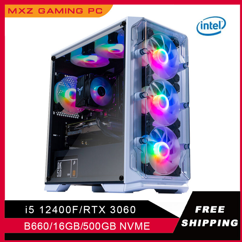 MXZ DIY Pc Gaming I5 12400F Grafikkarte RTX2060S/3060 16GB 500GBNVME Pc Gamer Komplette Für Anpassen pc