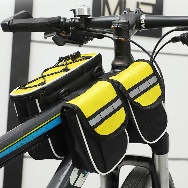 Сумка на переднюю раму велосипеда, водонепроницаемый держатель для сенсорного экрана телефона, сумка для хранения на верхнюю трубу, сумка для горного велосипеда, дорожного велосипеда, аксессуары