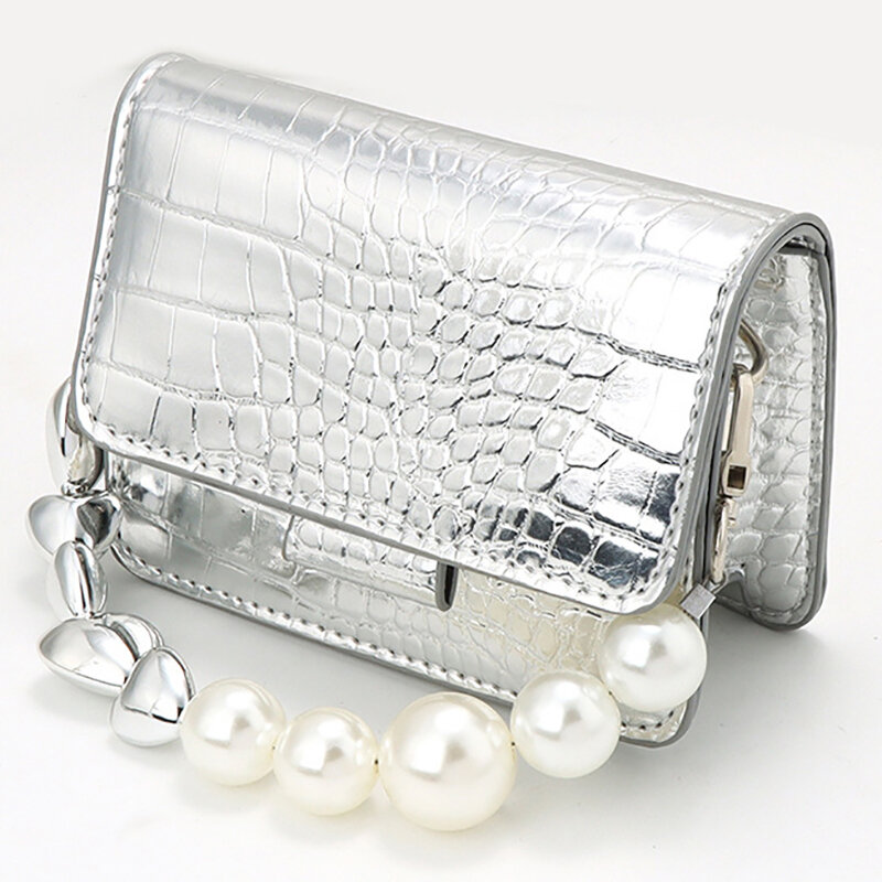New Clutch Bag Handles Replacement Handbag Belt Lady Purse Handbag Chain Accessories Short Handle Bead Chain Pearl Bag