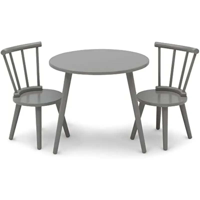 Stół dla dzieci i 2 zestaw mebli z krzesłami-idealny do sztuki i rękodzieła, złoty certyfikat Greenguard, Grey