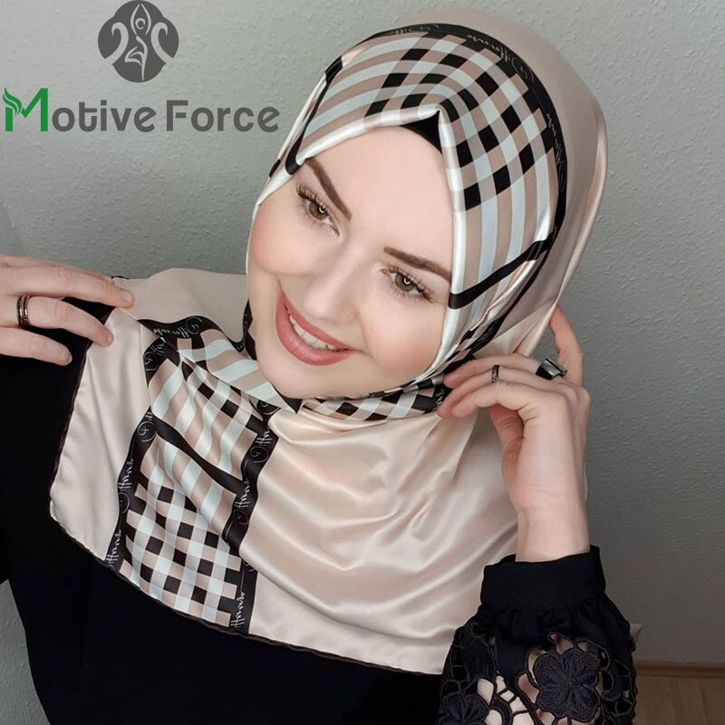 Hijab quadrado de seda islâmica para mulheres, Abayas Jersey, vestido muçulmano, Turbantes, envoltório de cetim, lenço luxuoso, Hijab, Abayas, lenço