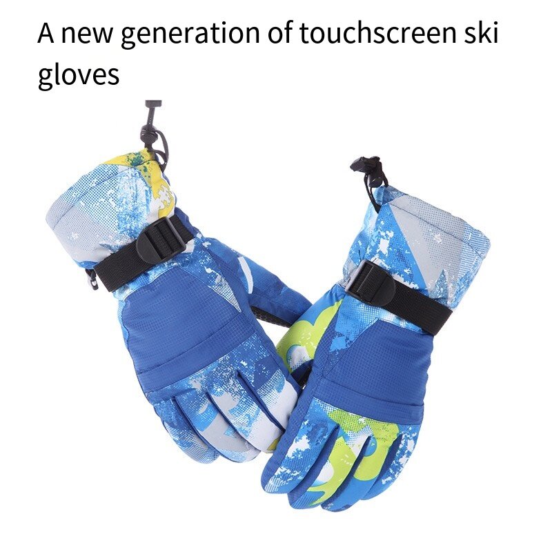 Sarung tangan Ski layar sentuh untuk pria dan wanita, di musim dingin mewah dan tebal Anti licin dan tahan air bersepeda mendaki gunung sepeda motor