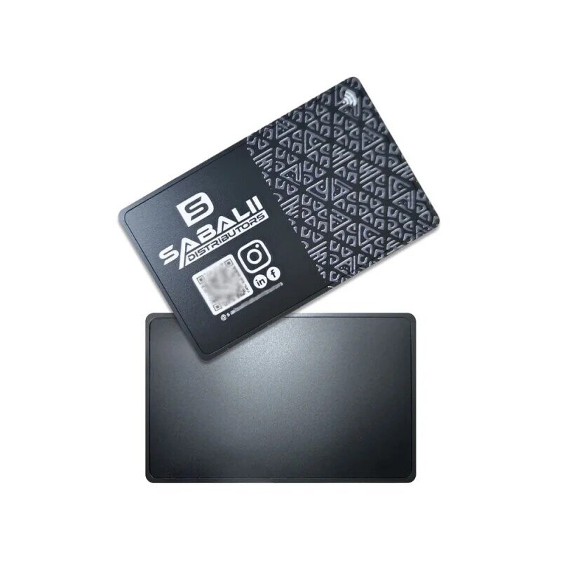 بطاقة هوية من الفولاذ المقاوم للصدأ محفورة حسب الطلب ، بطاقة NFC سوداء ، فارغة ، رقاقة من نوع NFC