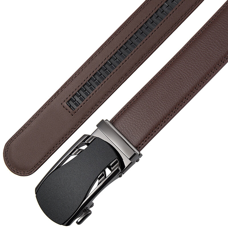 Plyesxale Cowskin Genuine Luxury Leather Belts for Men Designer Automatic Alloy Buckle Male Belts Black Coffee Jeans B1527