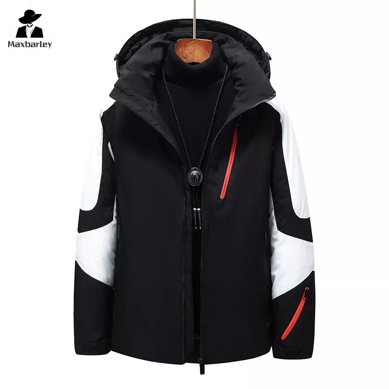 Winter Patchwork Puffer Jacket Men's Thicken Warm Down Jackets 2021 Outdoor Mens Windproof White Duck Down Parka Coat Outfits