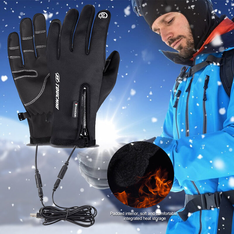 Guanti da moto riscaldati ricaricabili USB guanti Touch Screen guanti termici riscaldanti per ciclismo corsa guida escursionismo camminata