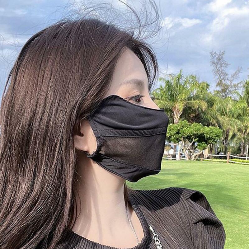 Maska z lodowego jedwabiu dla kobiet cienka, oddychająca siatkowa osłona twarzy szalik chroniący przed słońcem miękka regulowana maska sportowa do biegania anty-uv