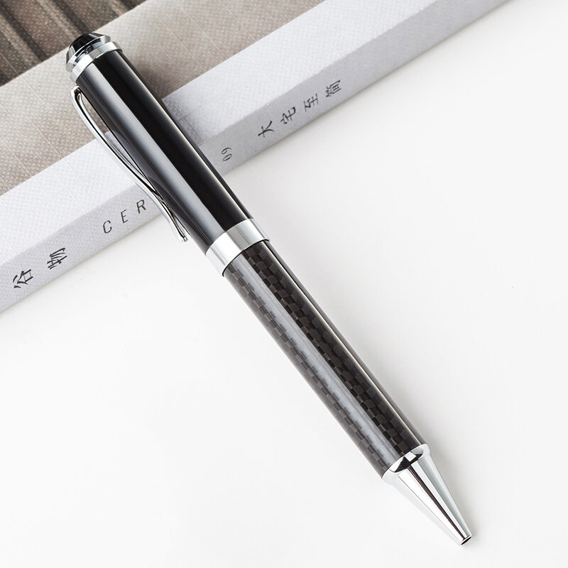 التصميم الكلاسيكي وصول جديد كامل قلم حبر جاف معدني القلم مكتب رجال الأعمال ألياف الكربون توقيع الكتابة القلم شراء 2 إرسال هدية
