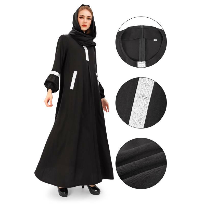 Женское мусульманское платье DAZCOS с длинным рукавом, женское платье с хиджабами, скромные платья, Арабская одежда Дубая