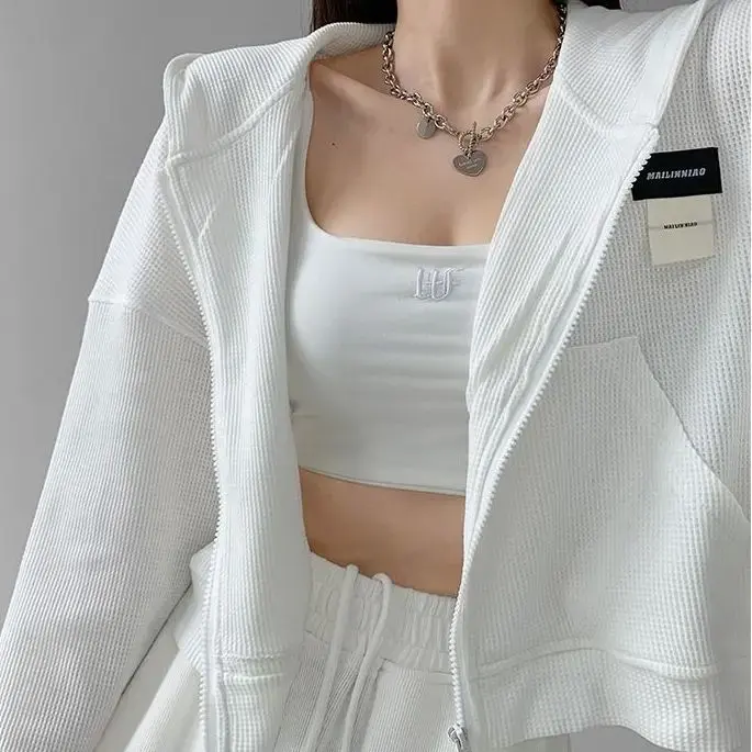 ฤดูร้อนสีทึบเสื้อกันหนาวยาวเสื้อ \ \ \ \ \ \ \ \ \ \ \ \ \ \ \ \ \ 'S Top 2022แฟชั่นเสื้อผ้าเกาหลี Harajuku Hooded เสื้อผู้หญิง