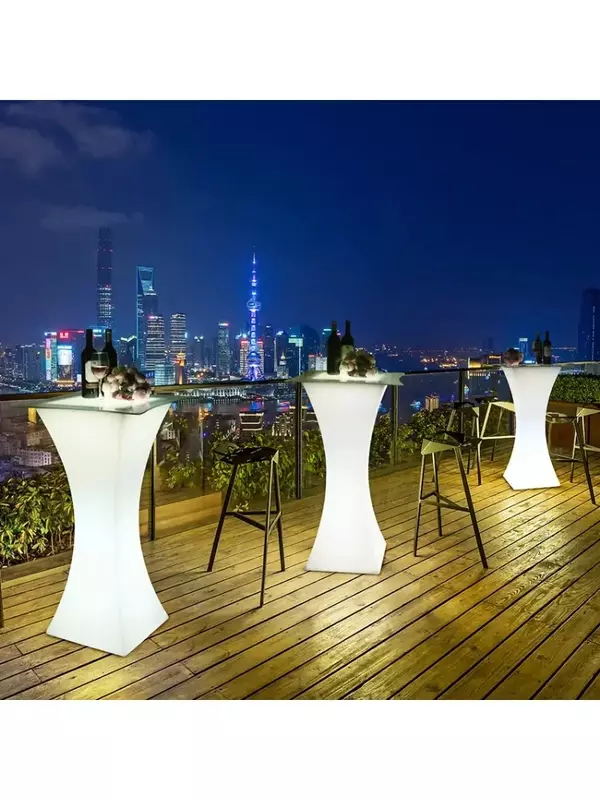 LED świecący Bar stół i krzesło rozrzucone wysokie nogi na stole lada barowa cichym stolikiem barowym krzesło barowe