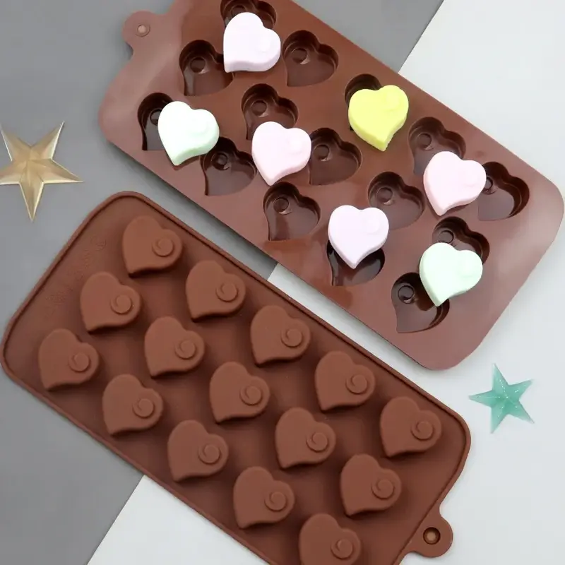 15 cavidade diamante coração silicone molde de chocolate diy acessórios do bolo moldes cozinha cubos de gelo biscoito pastelaria manual molde de cozimento