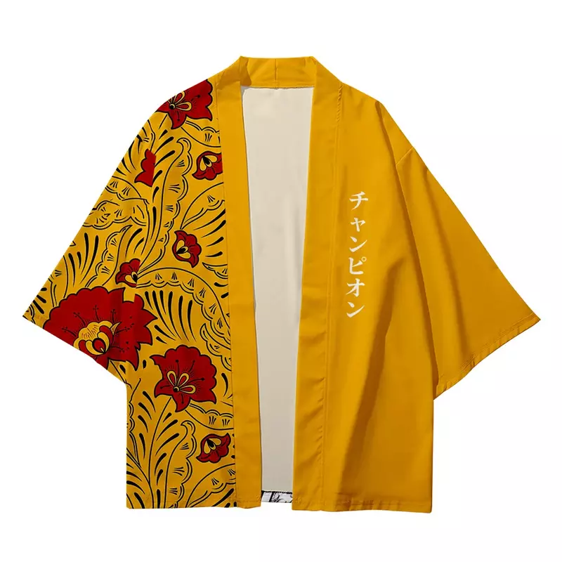 Japanese Samurai Cardigan Patchwork Waves Print Oversized Haori Women Men Harajuku Kimono Cosplay Tops Blouse Yukata Clothing