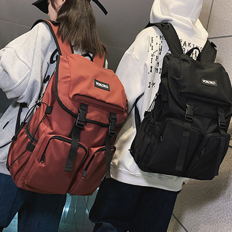 2024 New Nylon Backpacks for Student Solid Color School Bag Teenagers Large Capacity Travel Rucksack High Quality Nylon Bookbag
