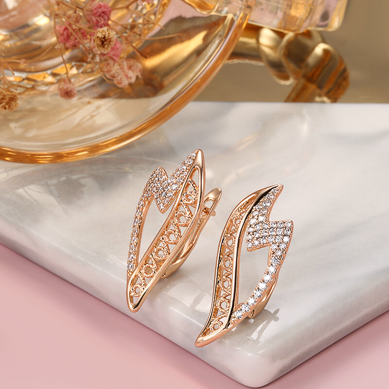 Роскошные серьги SYOUJYO 585 золотого цвета в форме крыльев для женщин с фианитом полностью закрепленные Свадебные ювелирные изделия для невесты винтажные серьги
