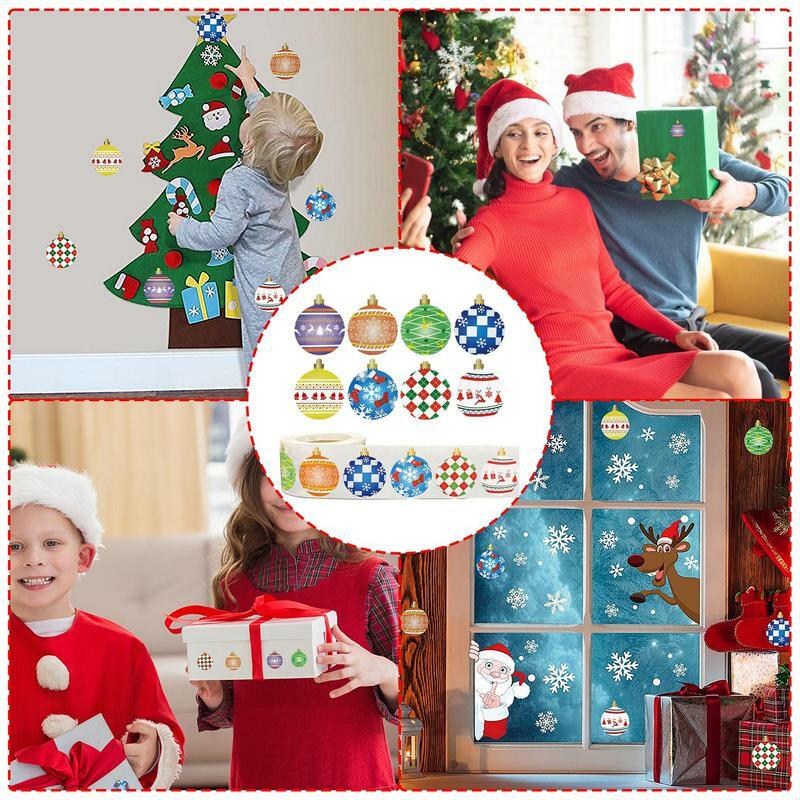 Étiquettes Autocollantes pour Cadeaux de Noël, 8 Motifs, Bricolage, Papier Auto-Adhésif, Vacances, Attro