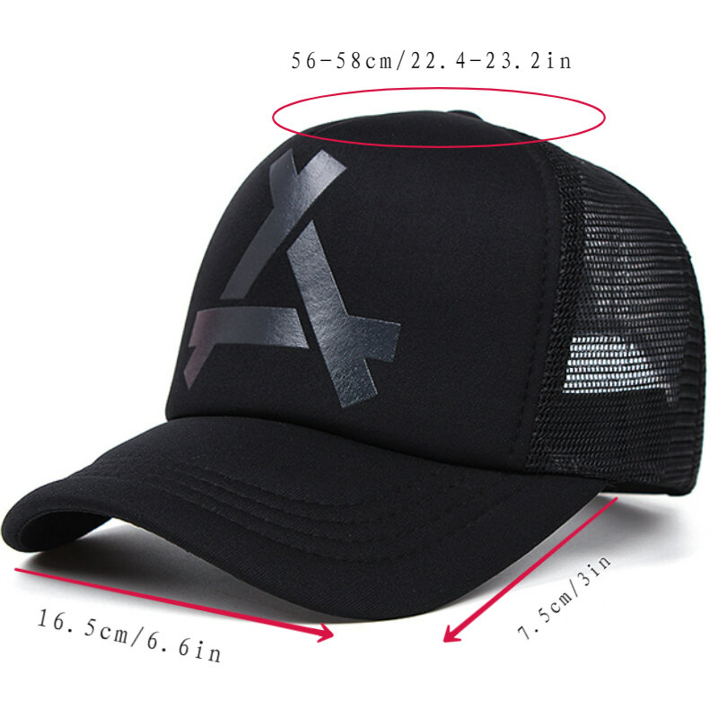 Triangle Print Mesh Baseball Cap Breathable Sun Protection Snapback Cap For Women Men Outdoor Sports Hiking Trucker Hat Dad Hat