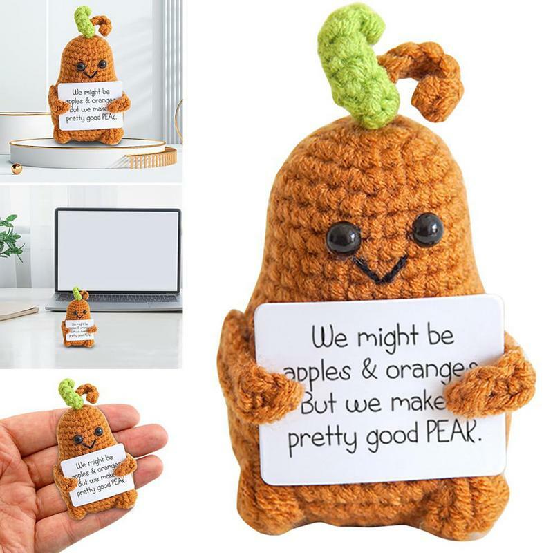 Positif Crochet buah pir lucu rajutan positif Crochet boneka tangan tenun semangat atas hadiah untuk mendorong