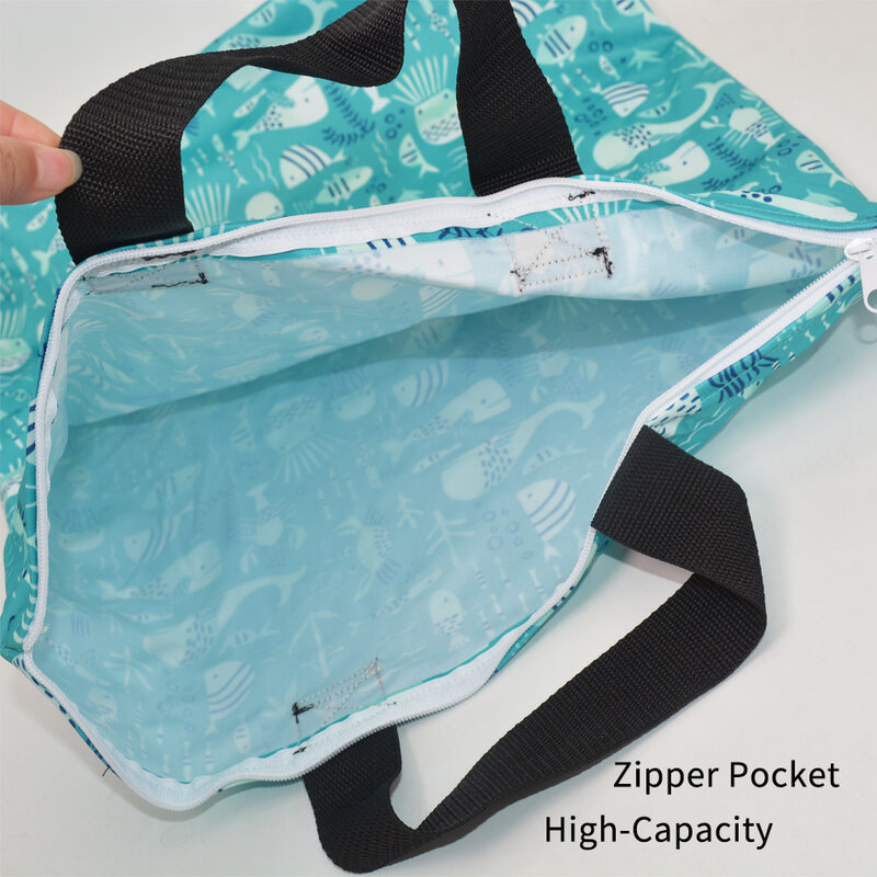 WizInfant 1 Pcs Laundry With  Zippered Waterproof Diaper Bags Large Hanging Wet/Dry Pail Bag for Cloth Diapers Inserts Nappy