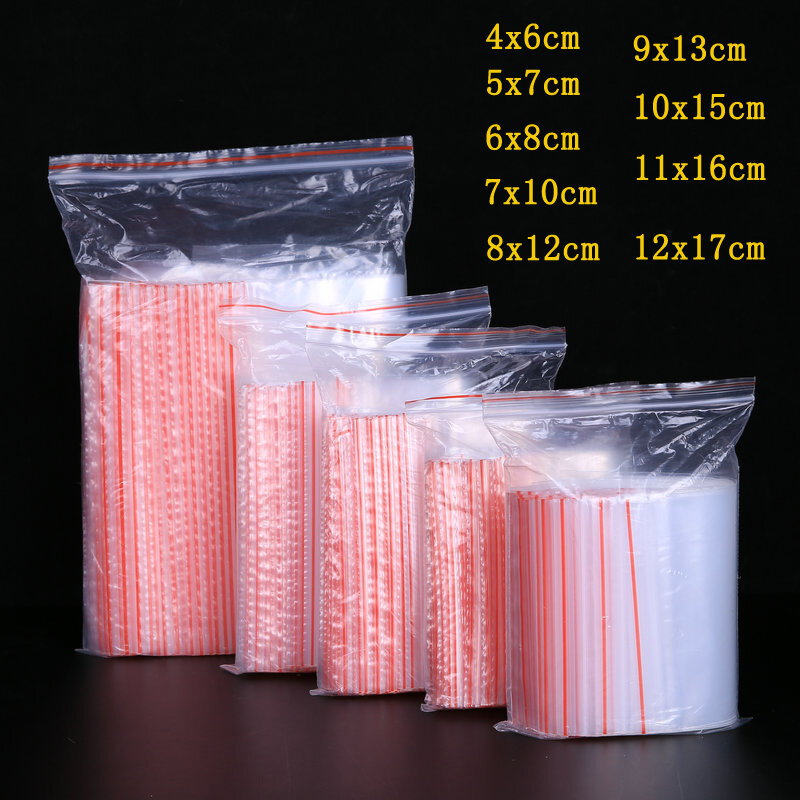 Пластиковые пакеты для бижутерии, с застежкой-молнией, многоразовые, толщина 0,05 мм, 0,06 мм, 0,08 мм