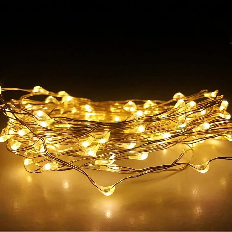 LED 패어리 라이트 1/2M, 배터리 작동 구리 와이어 라이트 화환 크리스마스 웨딩 파티 스트링 라이트, 휴일 장식