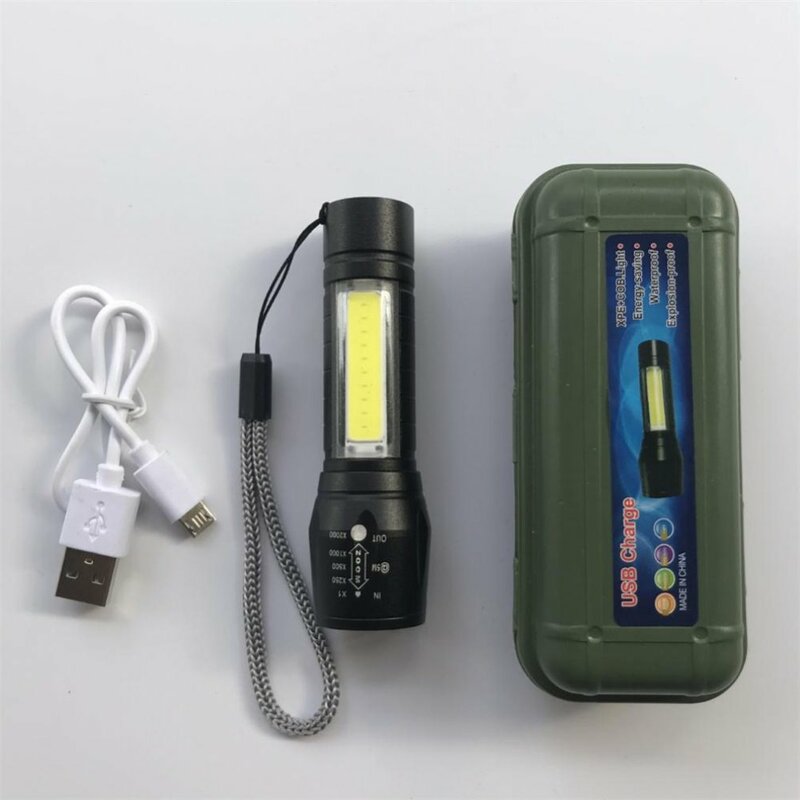 휴대용 미니 야외 캠핑 사냥, 충전식 전술 손전등, 텔레스코픽 LED 줌 토치 키트, L2, 20000LM